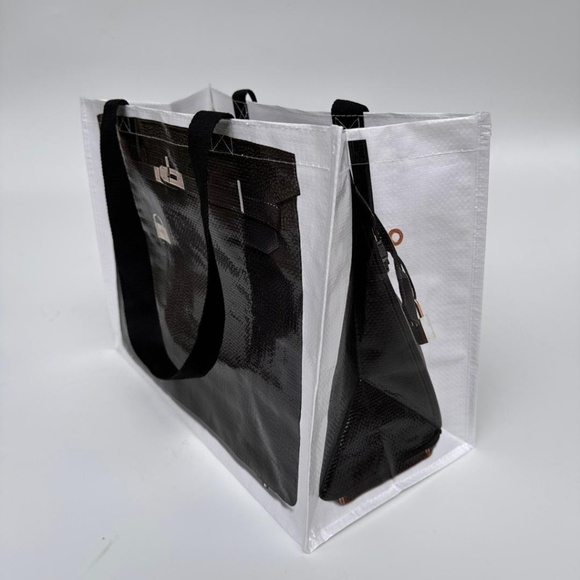Grocery Bag made from Recycled Plastic Bottles with Novelty Bag Print in Black - Picture 4 of 11